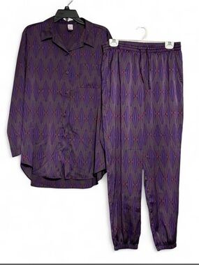Savage X Fenty Purple Geometric Satin Pajama Set